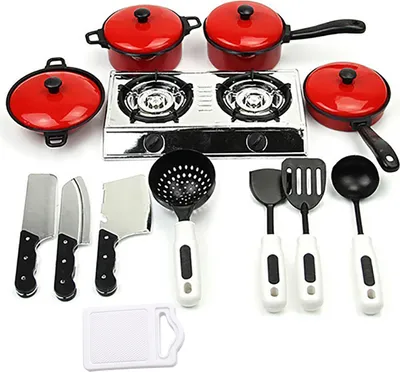 Produktbild von Kinder spielen Spielzeug Küche Kochen Essen Utensilien Pfannen Töpfe Geschirr Kochgeschirr Zubehör