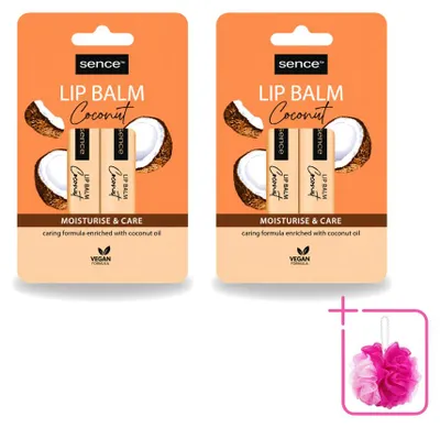 Productafbeelding van 2 x Sence Hydraterende en Verzorgende Lippenbalsem - Kokos - 4,3 g - Verpakking met 2 stuks