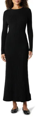 Productafbeelding van The Drop, dames, gebreide maxi-jurk met ribbels, zwart, maat M