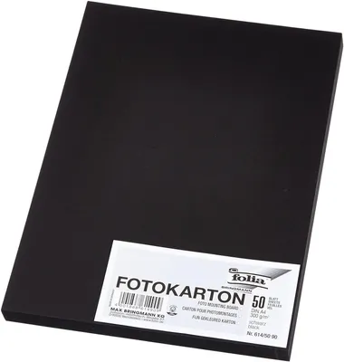 Produktbild von folia 614/50 90 - Fotokarton DIN A4, 300 g/qm, 50 Blatt, schwarz - zum Basteln und kreativen Gestalten von Karten, Fensterbildern und für Scrapbooking