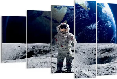 Produktbild von Bild auf Leinwand - Leinwandbild - Astronaut Mond Erde Raum - 150x100cm - Wand Bild - Wanddeko - Leinwanddruck - Bilder - Kunstdruck - Wanddekoration - Leinwand bilder - Wandkunst - EG150x100-2864