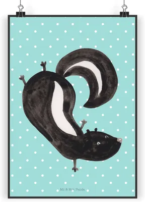 Produktbild von Mr. & Mrs. Panda Bild Stinktier Handstand DIN A5 - Türkis Pastell - Geschenk, Raubtier, Kunstdruck, Stinker, Spielplatz, Wandbild, Skunk, drucke, Wildtier, wanddeko