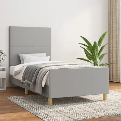 Produktbild von The Living Store Bettgestell mit Kopfteil Hellgrau 80x200 cm Stoff