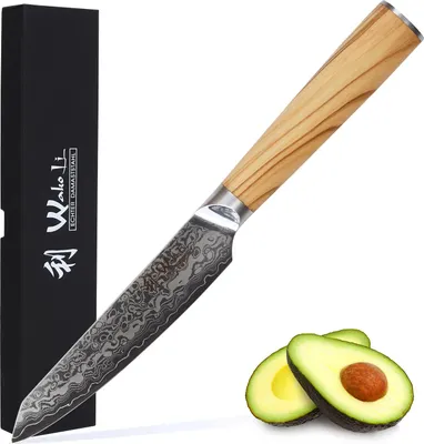 Produktbild von Wakoli Oribu Damastmesser Allzweckmesser I 11,50cm Klinge I Olivenholzgriff