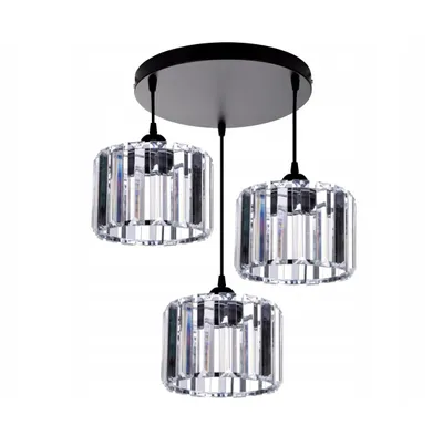 Productafbeelding van FKL DESIGN Home Deco: Plafondlamp, 3-licht, E27, kristallen lampenkap, onderdeel van de serie (N490-ER3)