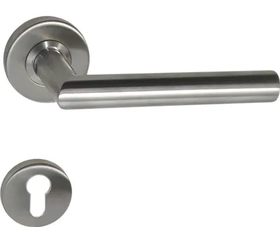 Produktbild von Edelstahl Feuerschutz Türbeschlag FS-1034 PZ Rosette L - Form Dr - Dr Türklinke