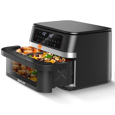 Produktbild von XXL Heißluftfritteuse 12L Airfryer mit flexibler Kammer,Sync‑Finish&8 Programmen,perfekt für Familien, WG‑Bewohner, Feiern & Meal‑Prep