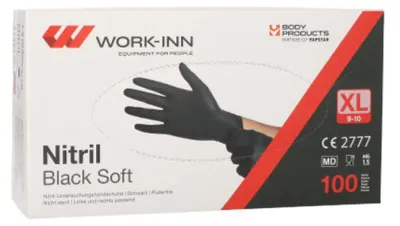 Produktbild von WORK-INN/PS 100 "WORK-INN/PS" Handschuhe, Nitril puderfrei "Black Soft" schwarz Größe XL | Faltschachtel (100 Stück)