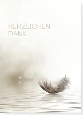 Produktbild von Danksagungskarten Feder Wasser, 12 Danke Karten mit Umschlag, Karten mit Feder auf Wasser Motiv, Danke nach Beerdigung
