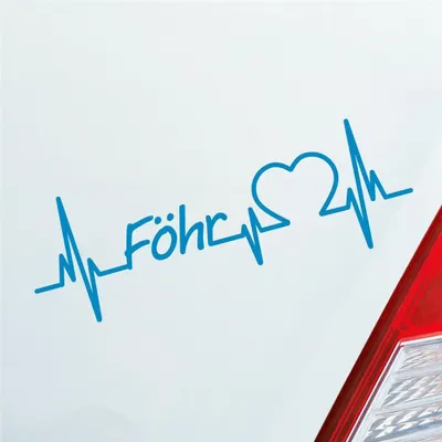 Produktbild von Auto Aufkleber Föhr Herz Puls Insel Island Nordsee Liebe Love 19x7 cm Hellblau Sticker Heckscheibenaufkleber