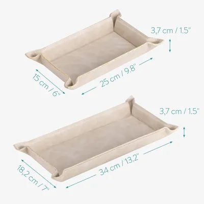 Produktbild von Navaris Lederschale Tablett aus Kunstleder - 2x Schale Ablage Leder - Ablageschale für Schmuck Schlüssel Münzen Handy - Schlüsselablage Organizer -