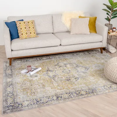 Produktbild von Volero - Teppich Vintage - Lugan Gelb - 80x150 cm - Wohnzimmer, Esszimmer, Schlafzimmer - Klassik, Industrielle, Modern, Orientalisch