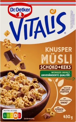 Produktbild von Dr. Oetker Vitalis Knuspermüsli Schoko und Keks Packung 430g