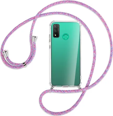 Produktbild von Handykette Backcover-Schutzhülle mit Band (Metall silberfarben) für Huawei P Smart 2020 - lila/rosa/blau