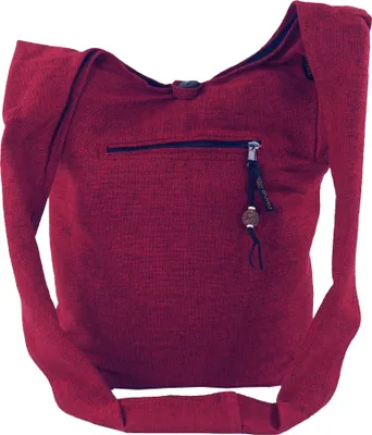 Produktbild von Sadhu Bag, Goa Tasche, Schulterbeutel - Rot, Uni - Erwachsene, Baumwolle, 35*37*20 cm, Alternative Umhängetasche, Handtasche aus Stoff