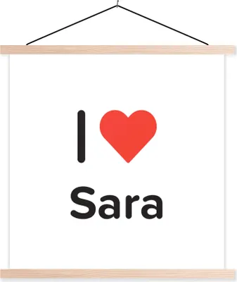 Produktbild von MuchoWow® Textilposter Ich liebe - Sara - Mädchen 60x60 cm mit holzfarbenen Rahmen - Wanddekoration
