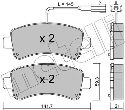 Produktbild von METELLI Bremsbeläge Satz Hinten Bremsklötze für FIAT Ducato Kastenwagen (250, 290) 22-1033-0