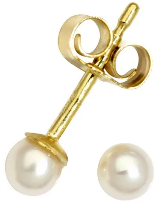 Image de Miamar SWP4, boucles d'oreilles pour femme, en or jaune 14 carats (585), avec perle blanche
