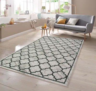 Obrázek produktu pro Designový a moderní koberec s marockým vzorem v šedé a tyrkysové barvě, rozměry – 160 x 230 cm