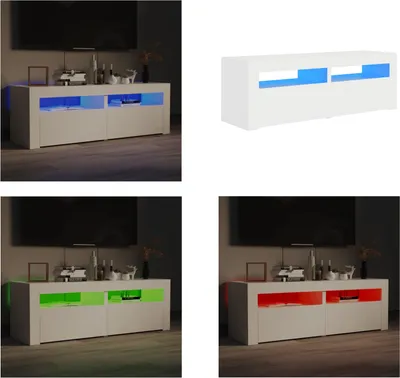Image de vidaXL Armoire TV avec lampes LED Blanc 120x35x40 cm - Armoire TV - Armoire TV Avec LED - Meuble TV