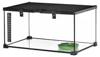 Produktbild von PawHut Terrarium für Reptilien Glasterrarium mit Thermometer Metall 50x30x25cm