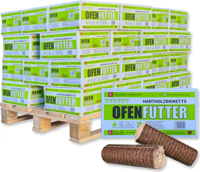 Produktbild von 400 kg Nestro Briketts Hartholzbriketts aus Buche & Eiche im Karton | 40 x 10 kg Holzbrikett auf Palette | Energie Kienbacher®