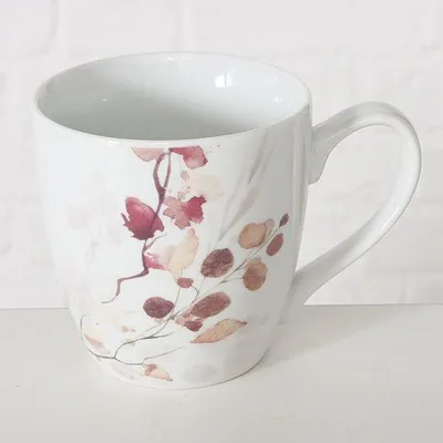 Obrázok produktu pre Porcelánový hrnček s kvetinovým motívom BERNADA, 480 ml