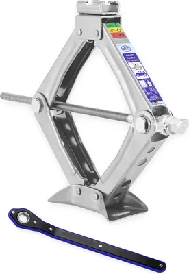 Zdjęcie produktu dla Podnośnik nożycowy alca® z mechanizmem zapadkowym – udźwig 1 t, regulacja wysokości 100–350 mm, certyfikaty i GS, obrotowe siodełko, możliwość użycia z nasadką 17 mm, odporny na temperatury do –50°C, wykonany ze stali, kolor srebrny