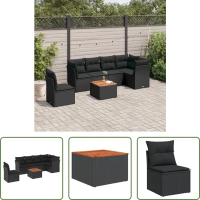 Produktbild von The Living Store 7-tlg. Garten-Sofagarnitur mit Kissen Schwarz Poly Rattan