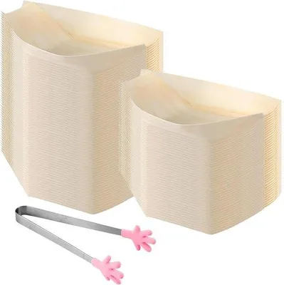 Image de Barquettes jetables en bambou pour sushis, 100 pièces, 17 x 9 cm.