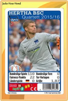 Produktbild von Quartett / Kartenspiel von Hertha BSC 1. Bundesliga Saison 2015/2016