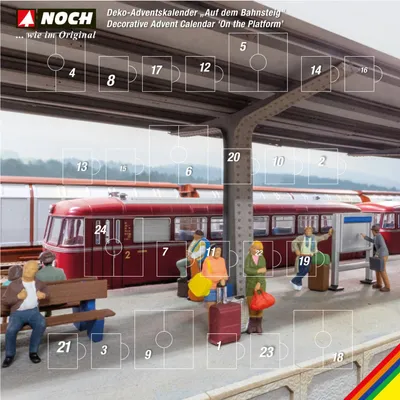 Produktbild von NOCH handkolorierter Deko-Adventskalender mit 24 Figuren für Spur H0, Modellbahn Zubehör Am Bahnsteig für Modelleisenbahn.