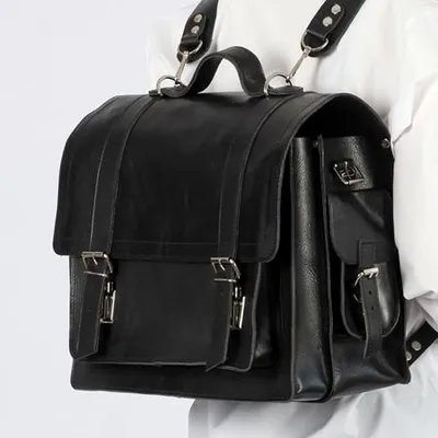Zdjęcie produktu dla Torba i tornister skórzany vintage 2w1 czarny BR91