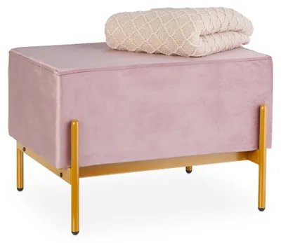 Produktbild von Relaxdays Sitzbank Samt, Polsterbank mit Metallfüßen, Samtsitzbank Schlafzimmer, Flur, HxBxT: 40 x 60 x 43 cm, rosa