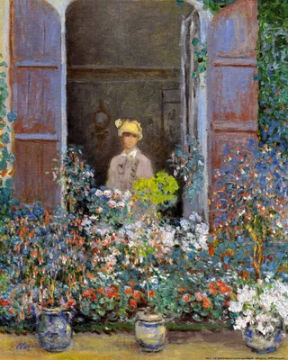 Produktbild von Claude Monet Kunstdruck Bild - Camille Monet Am Fenster, Argenteuil, 1873 (50 x 40 cm)
