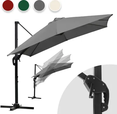 Obrázok produktu pre Aopunly 300 cm záhradný slnečník s kľukou, naklápací, UV50+ LED sivý