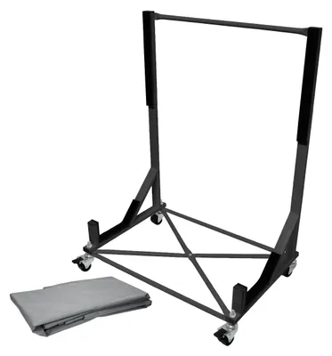 Produktbild von ECD Germany Hardtopständer mit 4 feststellbaren Rädern inkl. XXL Bezug - Schwarz - aus pulverbeschichtetem Stahl