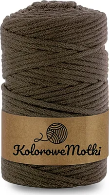 Zdjęcie produktu dla KoloroweMotki | Sznurek bawełniany z rdzeniem 100m 3mm Ciemny brąz | Idealny do rękodzieła, makramy, na torebki, dywany, prac artystycznych