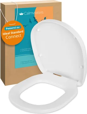 Produktbild von Calmwaters WC-Sitz für Ideal Standard Connect | Toilettensitz Absenkautomatik | Duroplast | Take-Off & Top-Fix | Überlappend | Edelstahlscharnier | EU | Weiß | 26LP6261