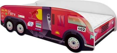 Produktbild von ACMA Jugendbett Kinderbett Auto-Bett Junior LKW-TrackBett Komplett-Set mit Matratze Lattenrost und Rausfallschutz 160x80, 03