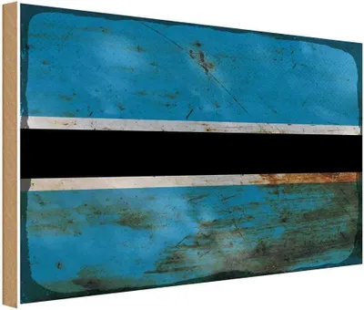 Produktbild von vianmo Holzschild 20x30 cm Botswana Rost Flagge Fahne Wappen