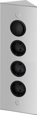 Produktbild von THEBO 3-fach Energie-Ecksäule STS 3007/320 in Aluminium mit Schalter / Ecksteckdosen / Steckdosenleiste / Steckdosen