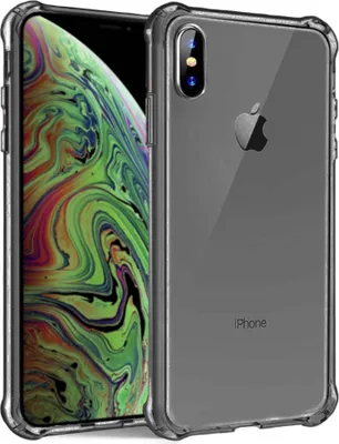 Produktbild von Smartphonica iPhone Xs Max transparente  stoßfeste Silikonhülle mit Bumper - Schwarz