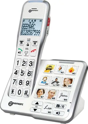 Produktbild von Geemarc AmpliDECT 595 schnurloses verstärktes 50 dB Schwerhörigentelefon mit Fototasten, Anrufbeantworter, Sprachansage und SOS Taste - Deutsche Version