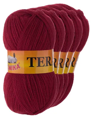 5 x 100g Strickgarn TERA Uni 329 weinrot