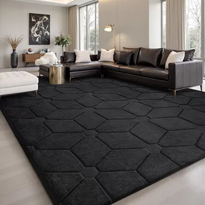 Productafbeelding van Solidchoice - Fluffy Vloerkleed voor Woonkamer en Kinderkamer, Wasbaar en Antislip