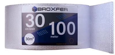 Produktbild von Broxfer Luftpolsterfolie Rolle 30cm x 100m Polsterfolie für Umzug / Versand 2-schichtig Verpackungsfolie Knallfolie LPF