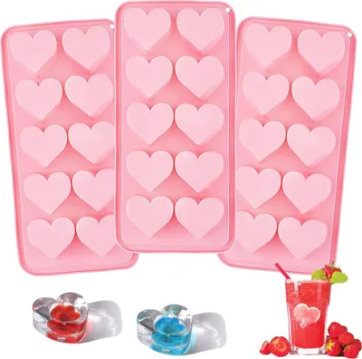 Produktbild von Silikon-Eiswürfelform Set aus 3 für herzförmige Eiswürfel und Pralinen