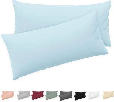 Zdjęcie produktu dla Poszewki na poduszki 40x80 (zestaw 2 szt.) - 100% bawełna dżersej, gramatura 150 GSM - 40 x 80 cm - Poszewki na poduszki 40x80 - Poszewki z zamkiem błyskawicznym - Certyfikat Oeko-Tex