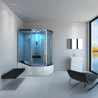 Produktbild von HOME DELUXE - Duschtempel ALL IN 4in1 - Weiß, 170 x 90 x 220 cm Links - inkl. Dampffunktion, Regendusche und Fußmassage I Dampfsauna, Duschtempel Whirlpool Fertigdusche